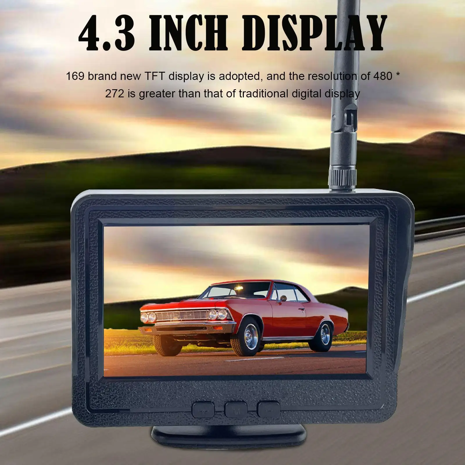 

1080p Wireless 4.3 Inch Car Monitor Rear View Reverse Driving Kit Parking Auto Signal Stable With Digital Camera F3c5