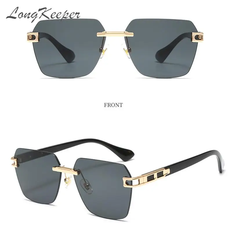 

Long Keeper Fashion Rimless Square Sunglasses Women man business Small Luxury Frameless Sun Glasses Shades Traveling Oculos 2023