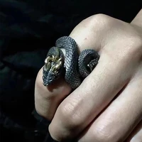vintage charm horned snake ring for man woman aesthetic punk viking myth snake dragon open ring cool trend 2022 new gift jewely