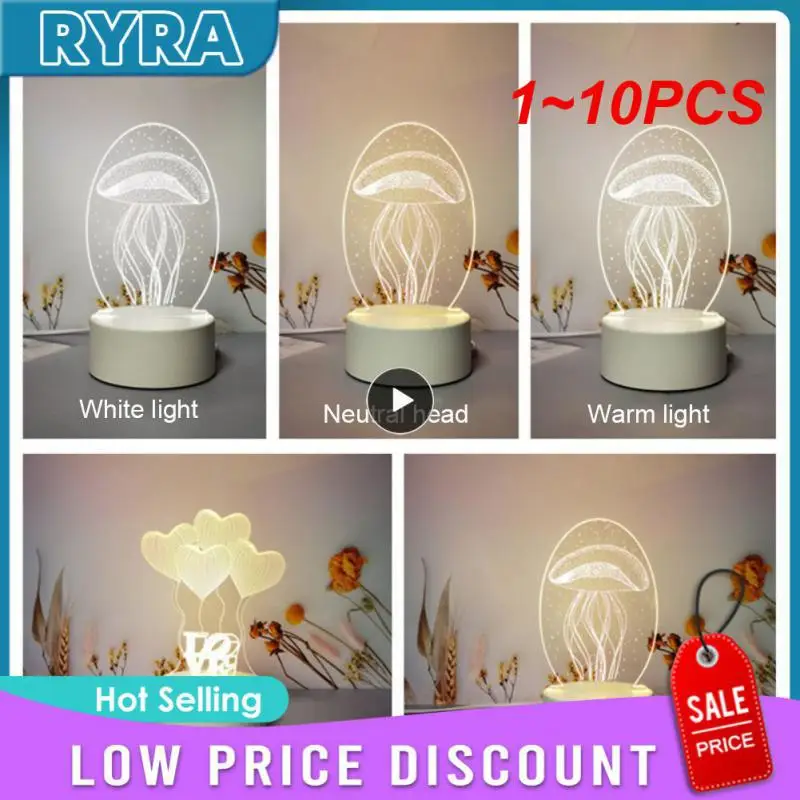 

1~10PCS Romantic Love 3D Acrylic Led Lamp for Home Children's Night Light Table Lamp Birthday Party Decor Valentine's Day