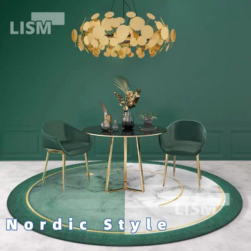 

Nordic Style Round Carpet Light Luxury Green Ins Study Bedroom Bedside Living Room Coffee Table Chair Hanging Basket Floor Mats