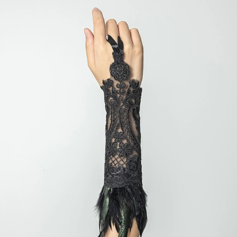 

Dance Arm Sleevess Lace Arm Sleeves Feather Bracelet Costume Wedding Wrist Cuff