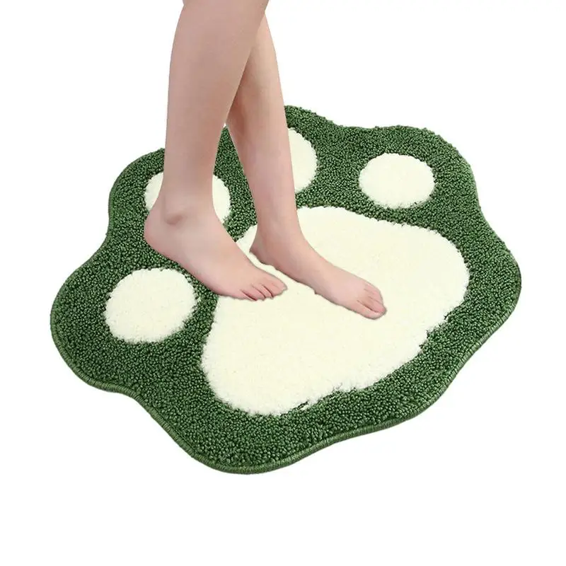 

Cat Paw Bathroom Rug Thick Shaggy Soft Fiber Plush Bath Mat Quick Dry Non-Slip Water Absorbent Skin-Friendly Shower Rug Kitchen