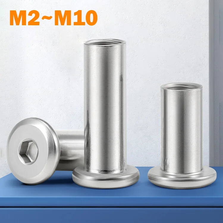 

M2 M3 M4 M5 M6M8M10 Нержавеющая сталь 304, большая плоская шестигранная головка с шестигранной головкой, мебельная заклепка, соединительная вставка, соединительная втулка, колпачок, гайка