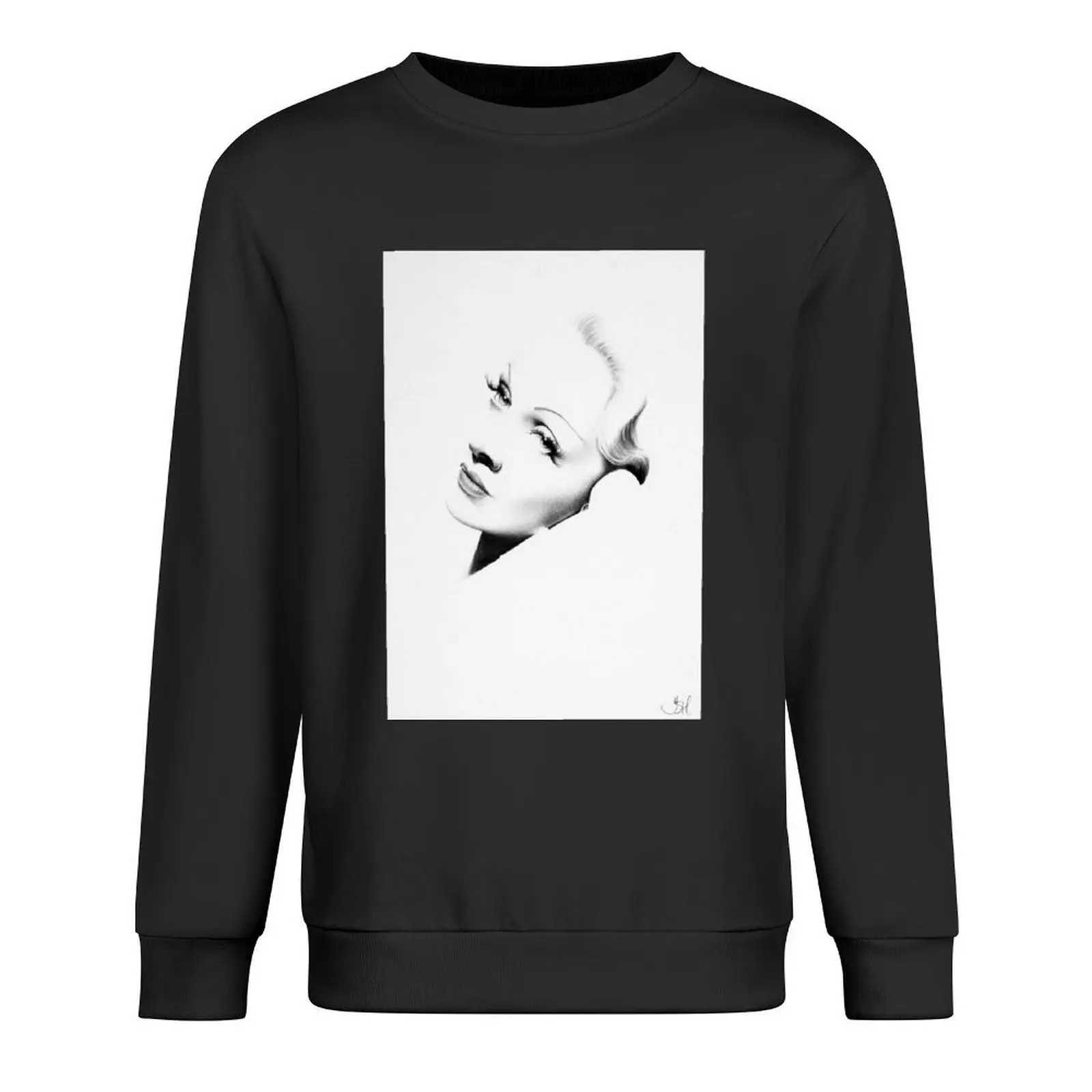 Фото Пуловер Marlene Dietrich с минимальным портретом, корейская осенняя одежда, мужская одежда, одежда в корейском стиле, спортивные костюмы, толстовки №1
