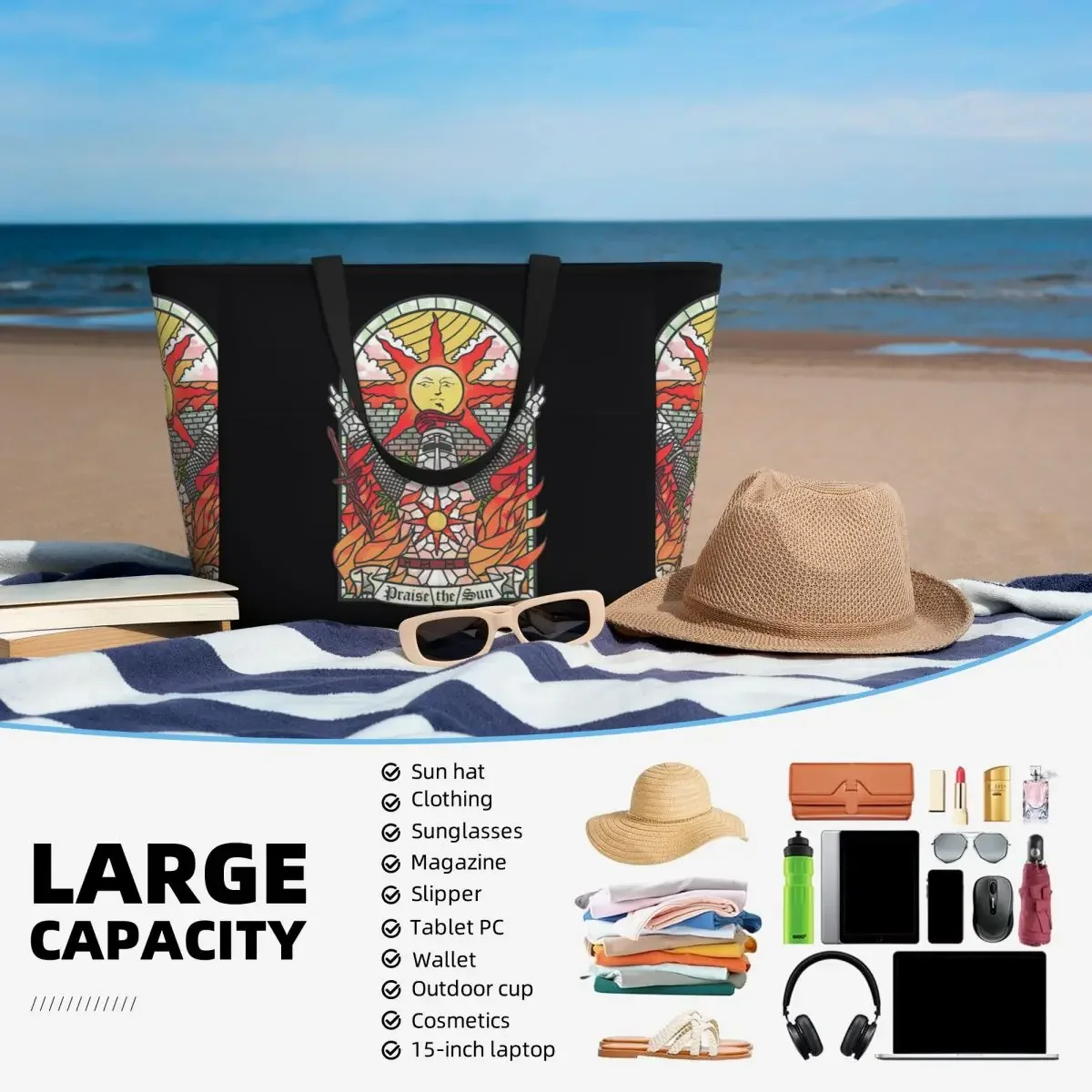 Фото Сумка-тоут Dark Soul Praise The Sun Beach, большая спортивная сумка для спортзала и йоги, женская дорожная сумка, сумка для фитнеса №5