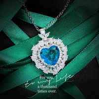 classic titanic heart of ocean crystal rhinestone heart sharped pendant necklaces bluegreenredyellow fine jewelry girl gifts