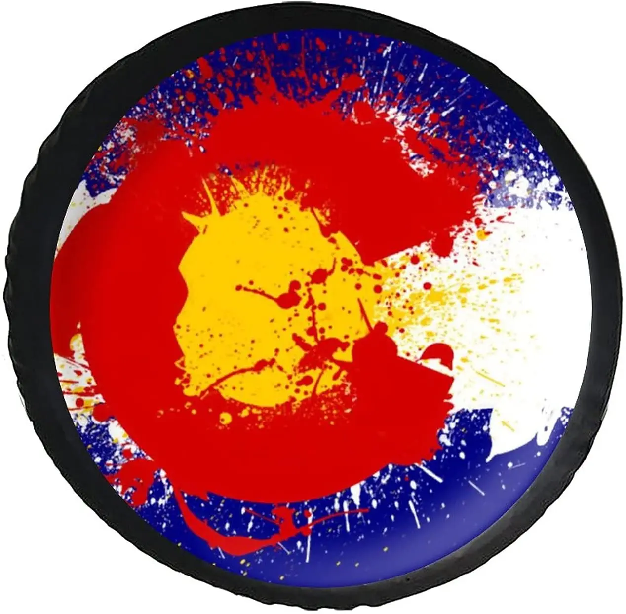 

Colorful Colorado Flag PU Leather Spare Tire Cover Camping Wheel Protectors Printed for RV SUV