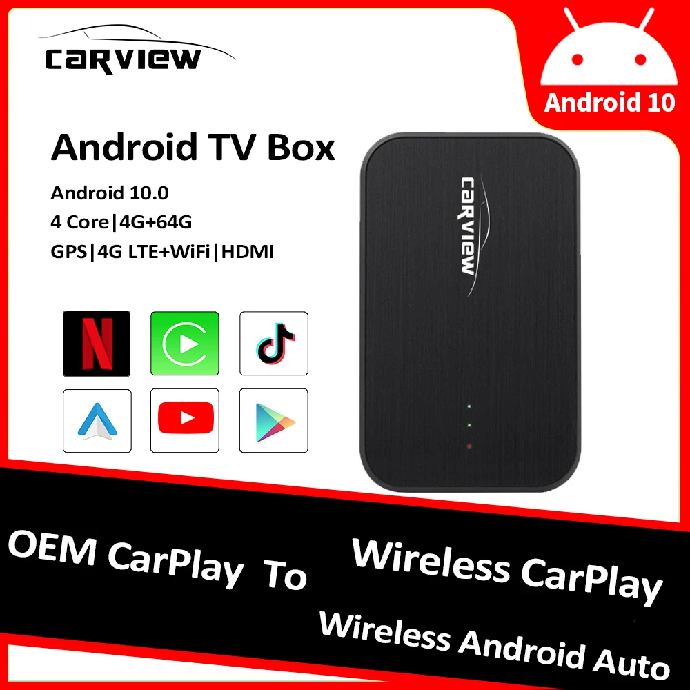 

CARVIEW CarPlay Mini Ai Box беспроводной CarPlay беспроводной Android авто для Audi Nissan Mazda Toyota для Netflix YouTube 4G LTE GPS