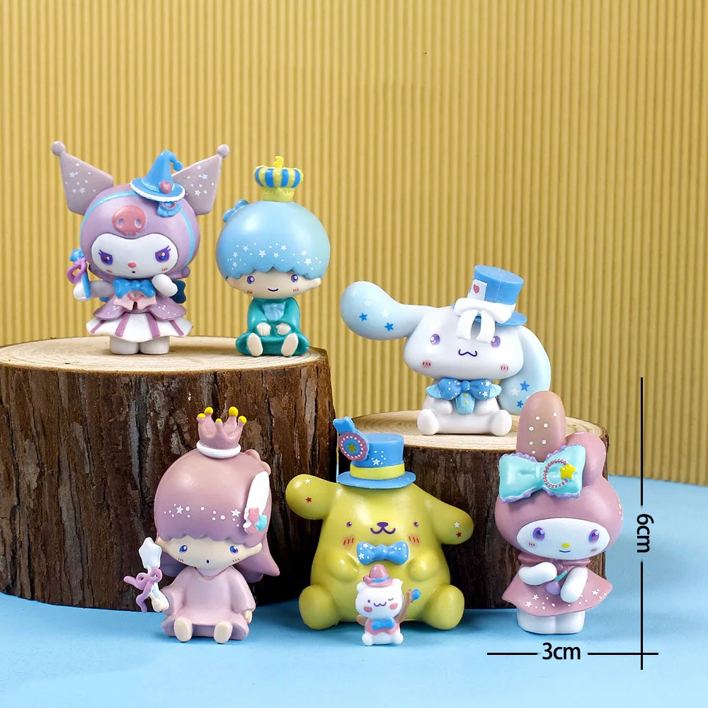 

6Pcs Ins Style Kawaii Sanrio Kuromi My Melody Cinnamoroll Ornament Anime Figure Toy Desktop Ornament Christmas Birthday Gift