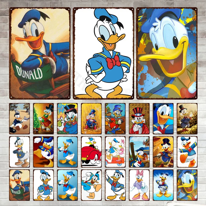 

Disney Donald Duck Metal Tin Sign Metal Poster Tin Sign Plaque Retro Wall Decor for Bar Club Men's Cave Metal Sign Home Decor