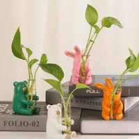 modern decorations home accessories plant home decoraction luxury indoor glass rabbit vase container office desk surface panel