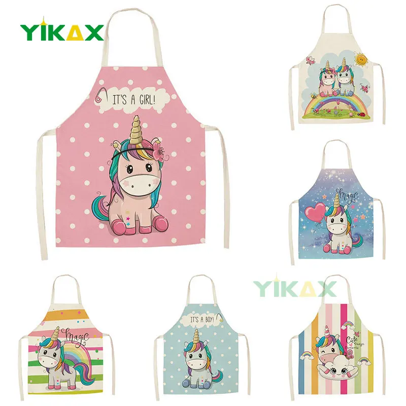 

Apron Cute Cartoon Unicorn Series Children's Parent-child Apron Household Sleeveless Cooking Baking Apron Cleaning Tool Tablier