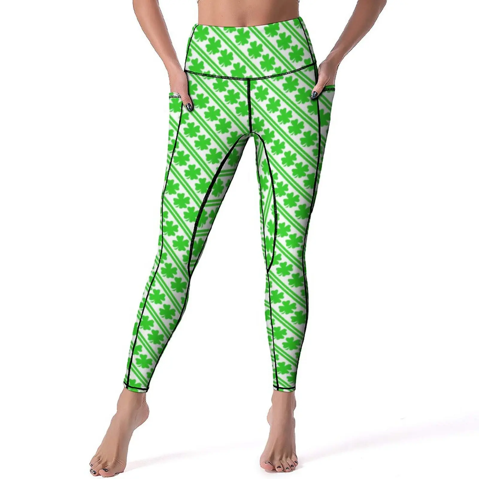 

Lucky Shamrock Leggings Green Leaf Print Fitness Running Yoga Pants Push Up Fashion Leggins Sexy Quick-Dry Graphic Sport Legging