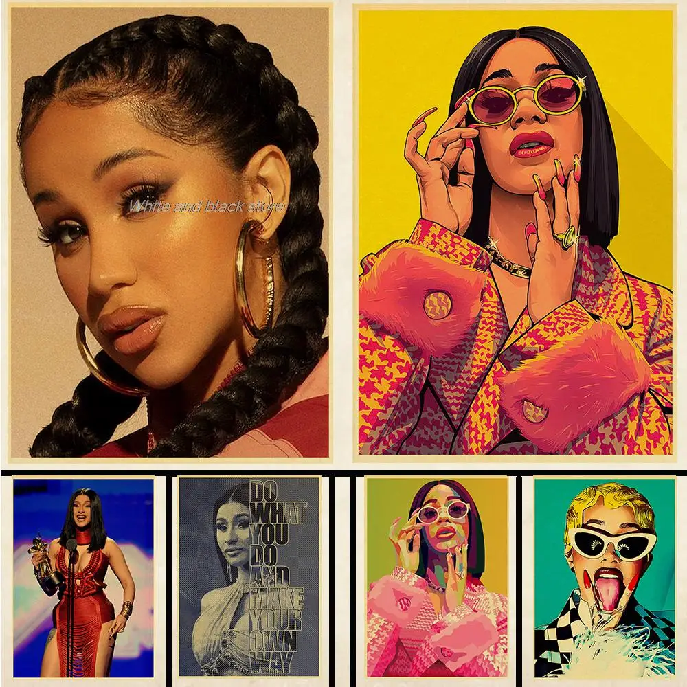 

Fashion Hip Hop Music Star Rapper Cardi B Art Home Decor Room Living Sofa Wall Decor Picture Quality Canvas Painting Poster
