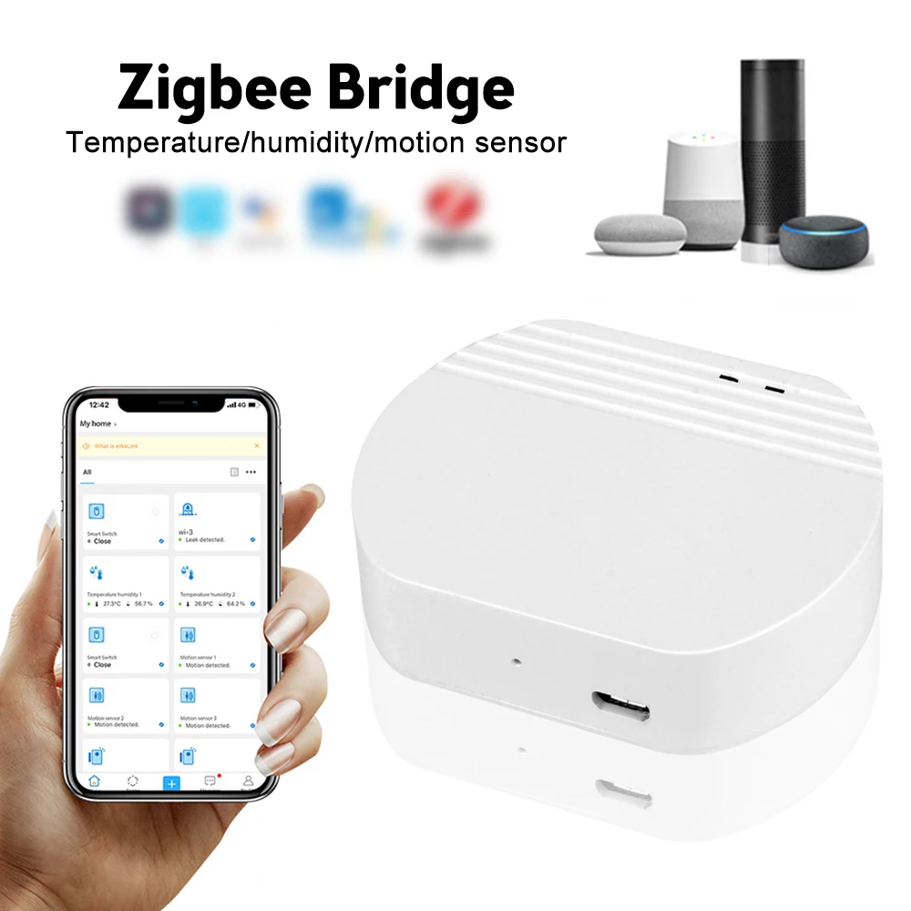 

Zigbee 3.0 Home Smart Hub WiFi Work with Motion Sensor Smart Door & Window Sensor Temperature Humidity Sensor