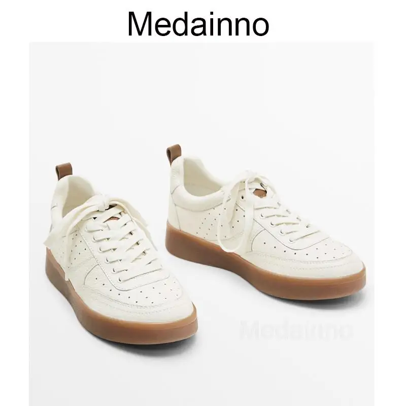 

Женские модные кроссовки Modelutti из натуральной кожи на плоской подошве со шнуровкой, повседневные универсальные дышащие кроссовки, Женская ...