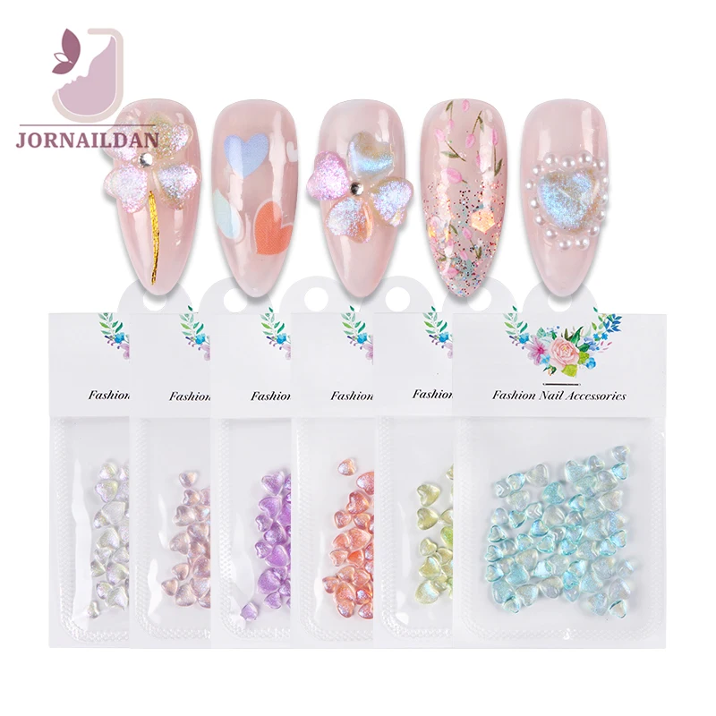 300 PCS Clear Heart Crystal Nail Art Charm Set Shiny Flat Back Nail Art Rhinestone Accessory Decorations for DIY Valentine's Day