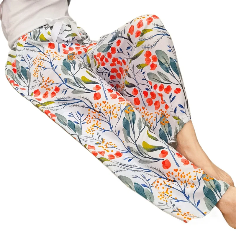 Симпатичные брюки с цветочным принтом одежда для отдыха женская пижама сна