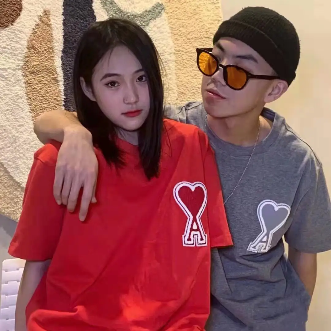 

Женская футболка с вышивкой Love, свободная повседневная черная футболка с надписью A, с круглым вырезом и коротким рукавом, лето 2021