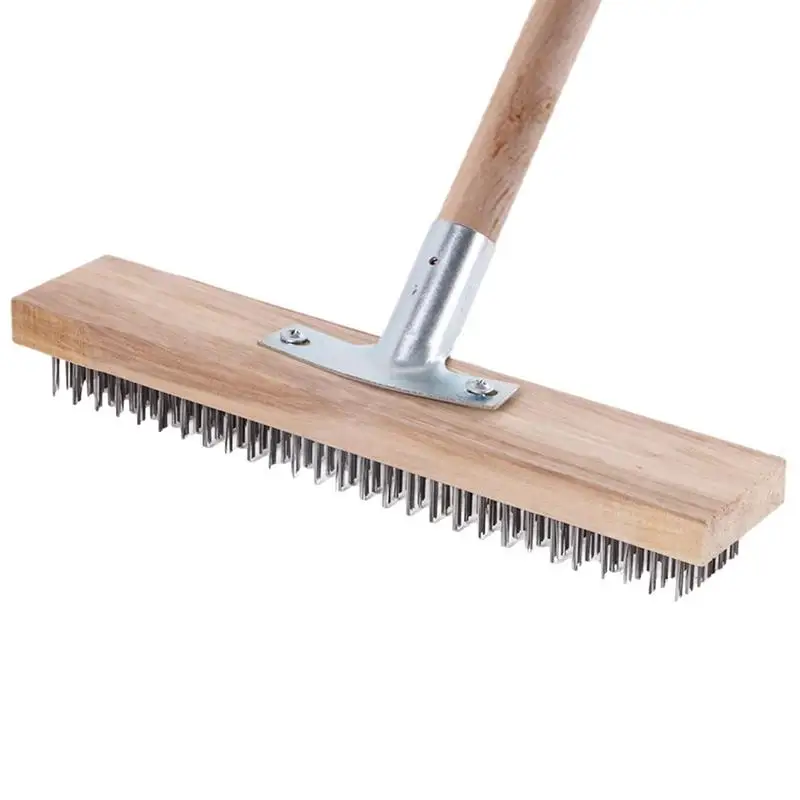 

Metal Wire Broom 30cm Sturdy Garden Cleaning Broom Thickened Multifunctional Garden Broom Hard Bristles With Wooden Handle