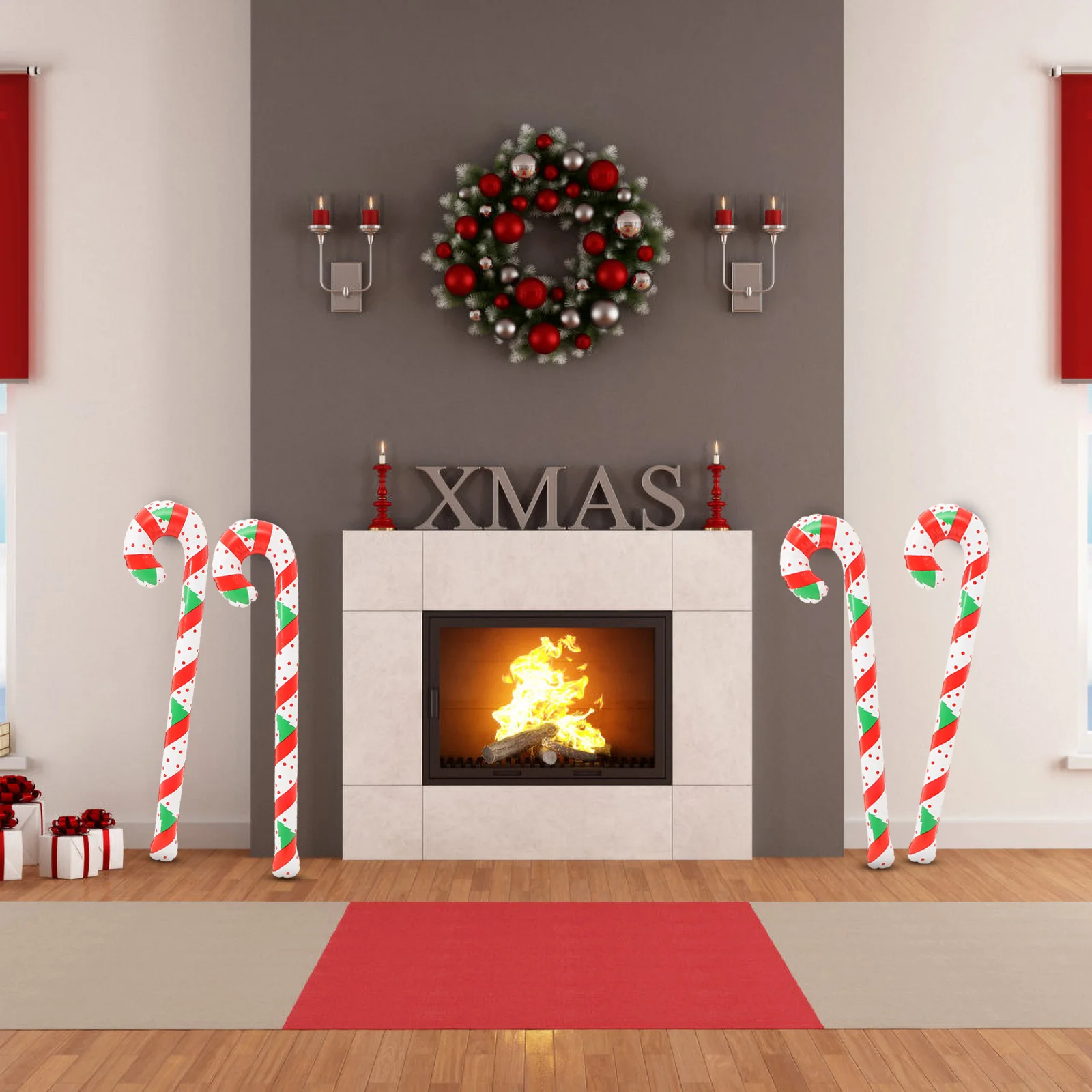 4 шт. рождественская трость для пожилых людей ПВХ трости конфет украшения