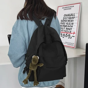 Solid Color Women Backpack Leisure Student Travel Backpacks Fashion Waterproof Nylon School Bag For 