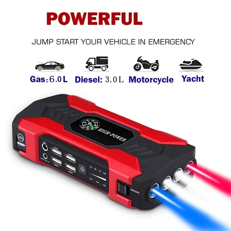 

12V 200A Car Jump Starter Portable Power Bank Starting Device, Diesel Petrol Powered 20000mAh Power Charger For Car Battery Boos