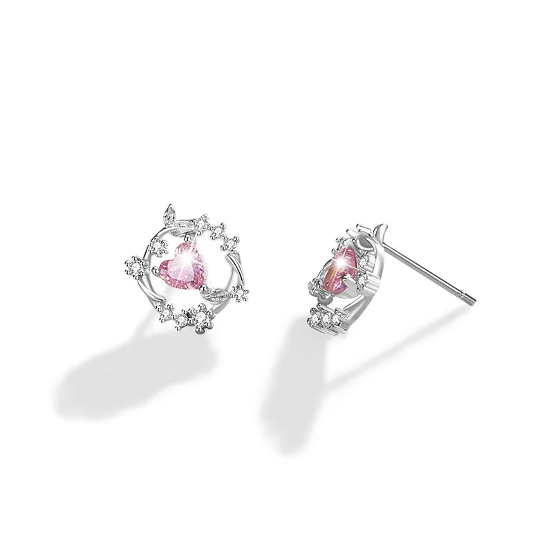 

A ULET сердца из стерлингового серебра розовый циркон декоративные цветочные серьги 925,00 жемчужные серьги корейские серьги 925 пробы Стерлинго...