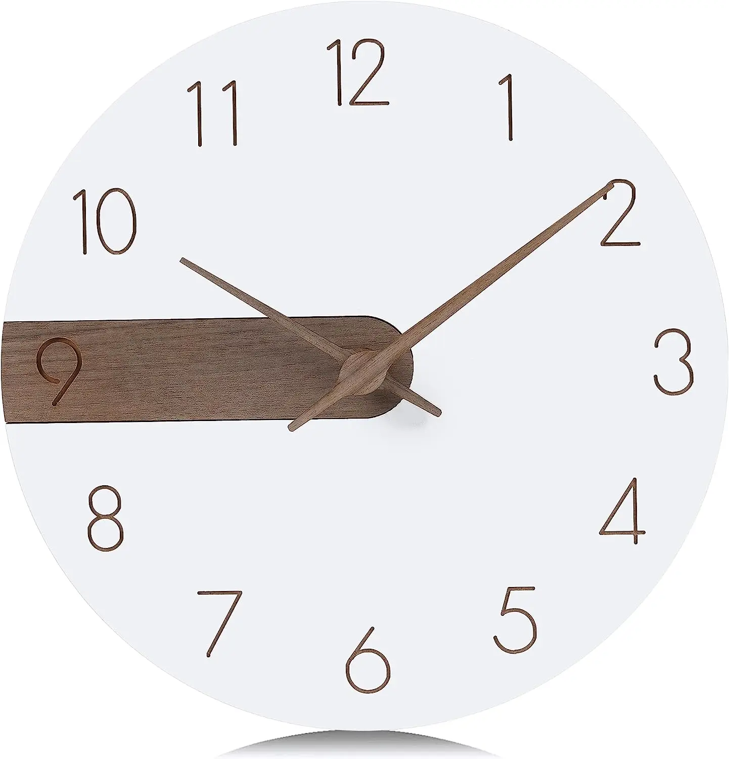 

Reloj de Pared Blanco Madera Moderno, Silencioso Reloj con Números Tallado, Minimalista Clasico sin Tictac para Salon Cocina Of