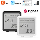 Датчик температуры и влажности Tuya Smart Zigbee, комнатный гигрометр, термометр с ЖК-дисплеем, поддержка Alexa Google АССИС