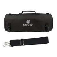 wessleco knife bag nylon chef roll bag with 8 pocket for kitchen accessories portable knives case holder