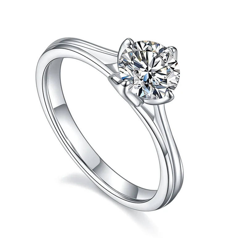 

Classic six prongs 1.0ct Moissanite Ring 925 Sterling Silver High Clarity D Color Diamond Rings women ring Lovers Precious Rings