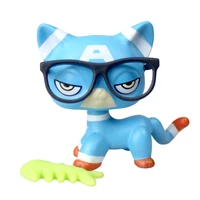 yasmine mini animal pet shop comic captain america blue cat kitty ooak lps026