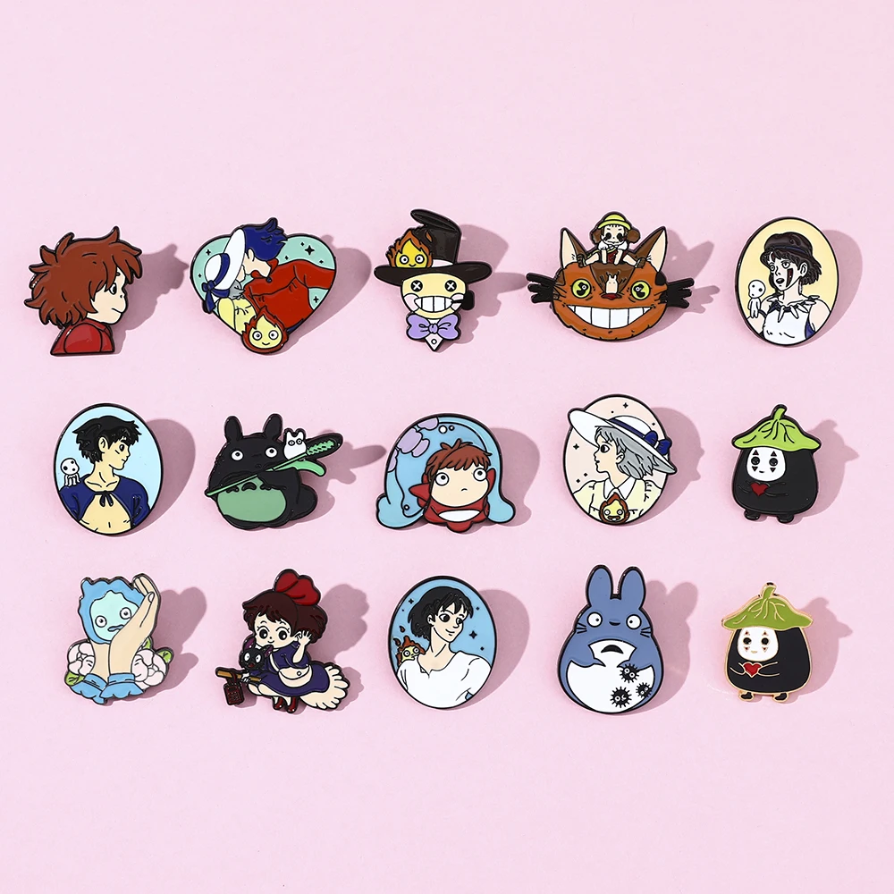 

Miyazaki Hayao Anime Pins for Backpacks Spirited Away Ponyo Totoro No Face Man Kiki Delivery Service Hard Enamel Pin Fans Gift
