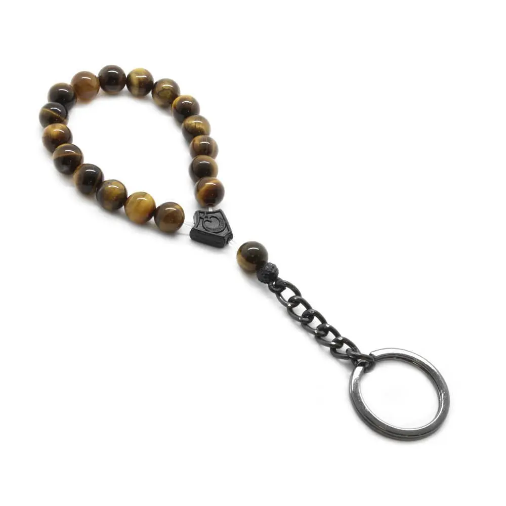 

Tiger's eye Natural Stone-steel Kombinli Rosary Keychain