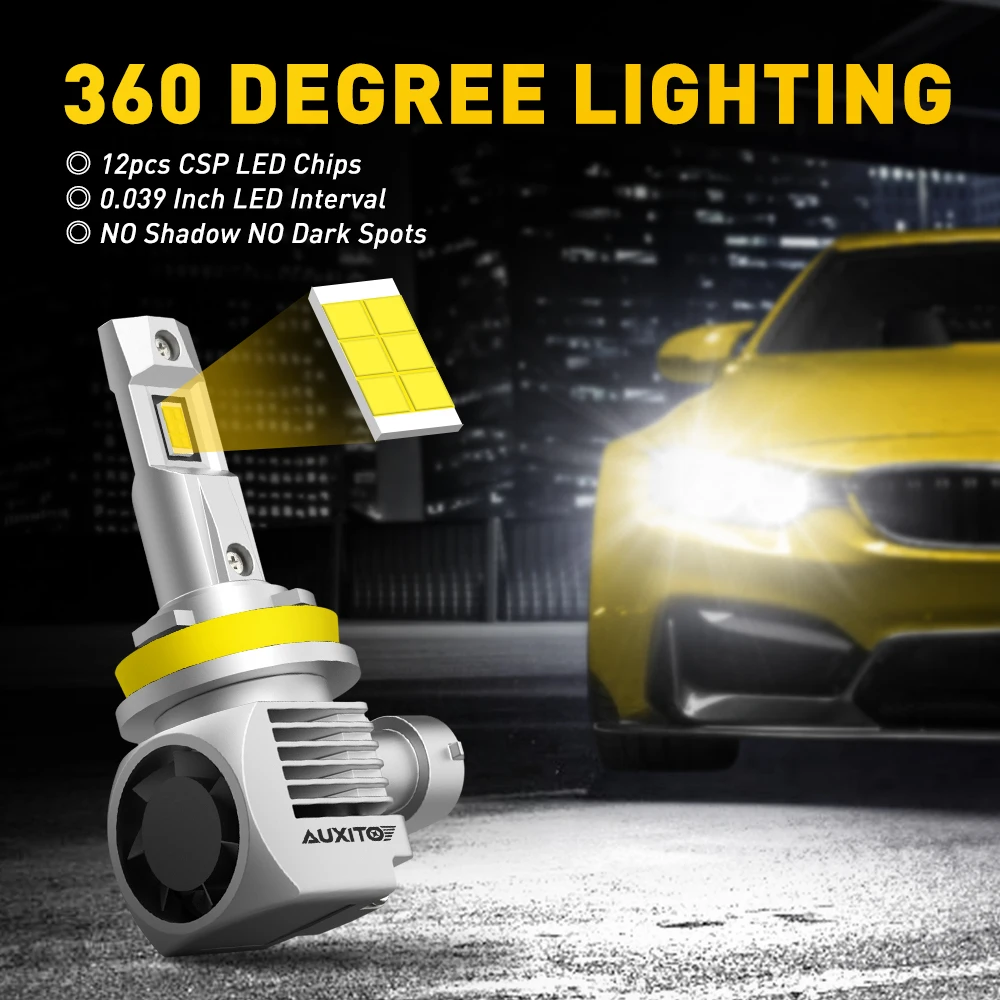 Светодиодные фары AUXITO 2X H8 H11 Canbus для BMW E46 Honda Pilot Nissan Primera Toyota Rav4 Ford Focus Mazda 3 VW Kia Rio Volvo