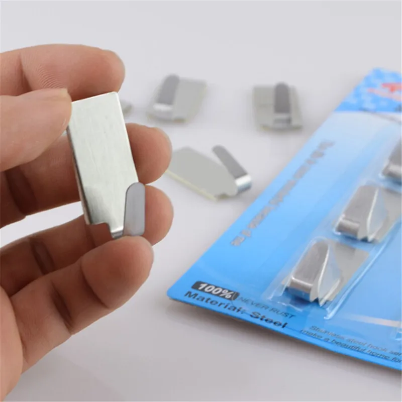 

6pcs/set Stainless Steel Storage Hook Hanger For Kitchen Bathroom Wall Rack Hook Adhesive Wall Door Stick Sundries QB972604