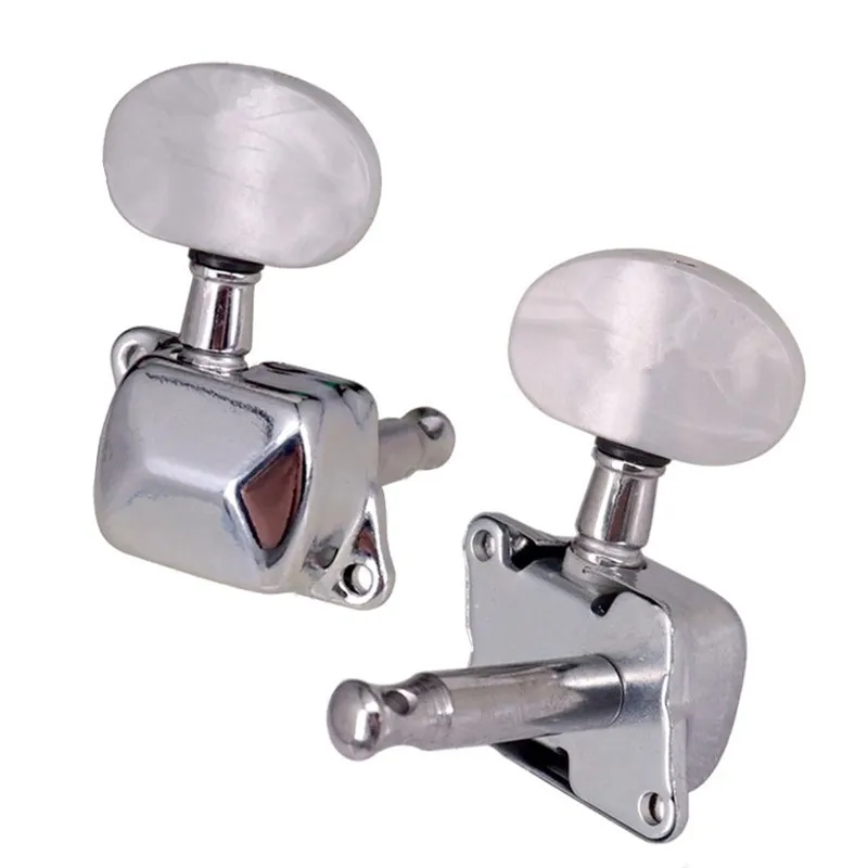 

A Set White Pearl Square Button Chrome Semiclosed Acoustic Guitar Tuning Pegs Tuners Machine Heads Musical Instrument