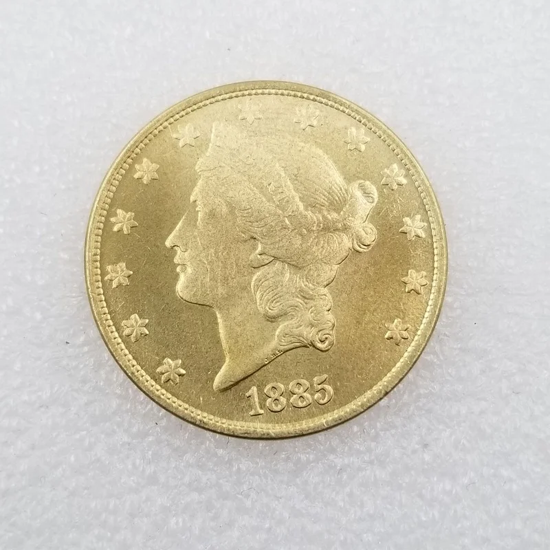 

American 1885 20 Dollars Brass Gold-plated Commemorative Collectible Coin Gift Lucky Challenge Coin