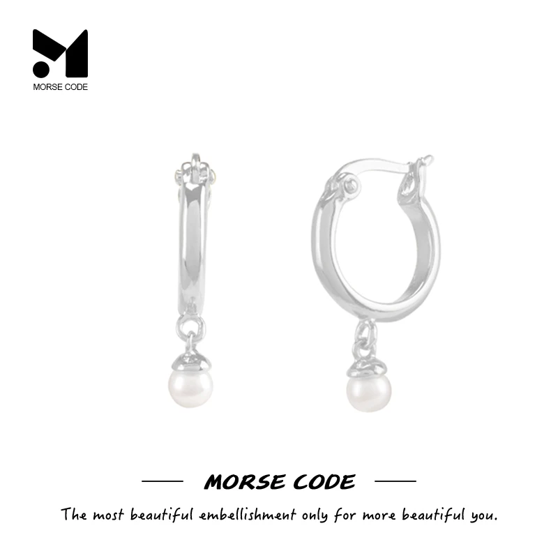 

MC Real 925 Sterling Silver Classic Temperament Simple Pearl Hoop Earrings For Women Girl Pendientes Huggie Earring Jewelry Gift