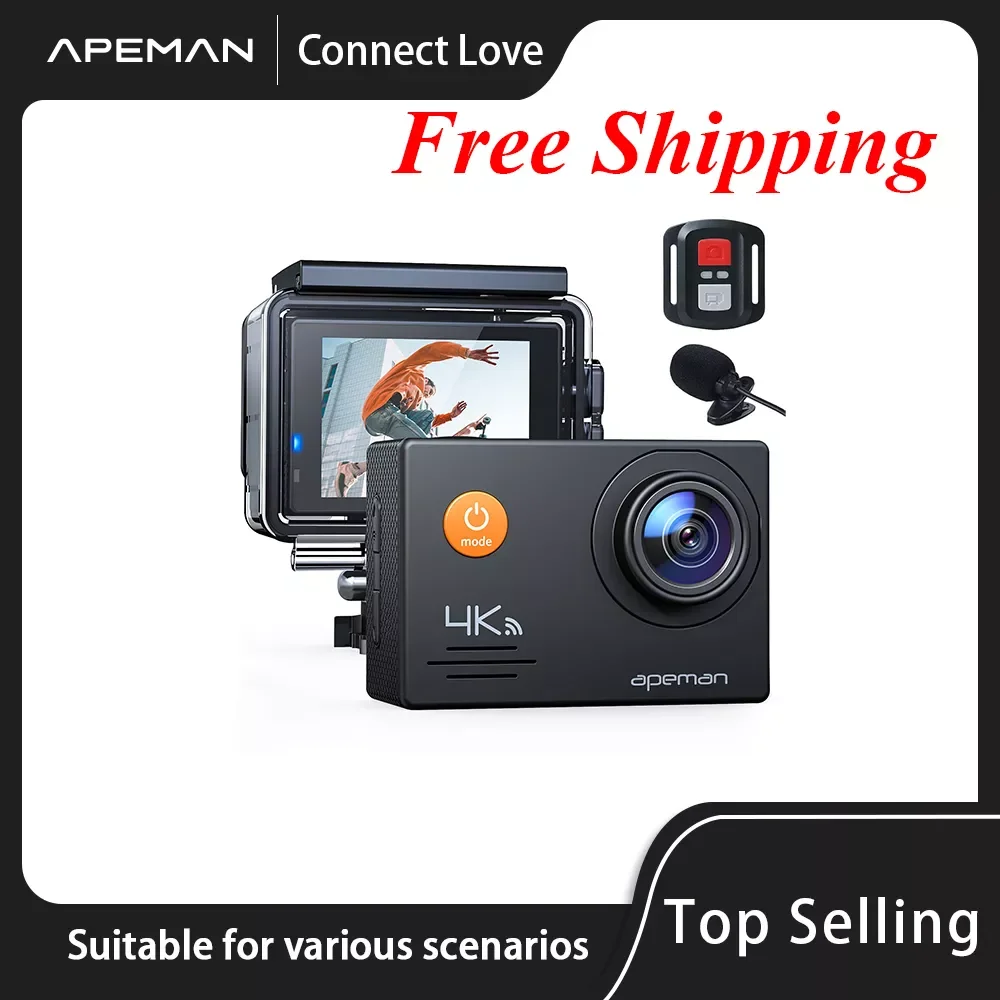 

APEMAN Action Camera A79 4K 20MP External Microphone 2.4G Remote Control Vlog Camcorder