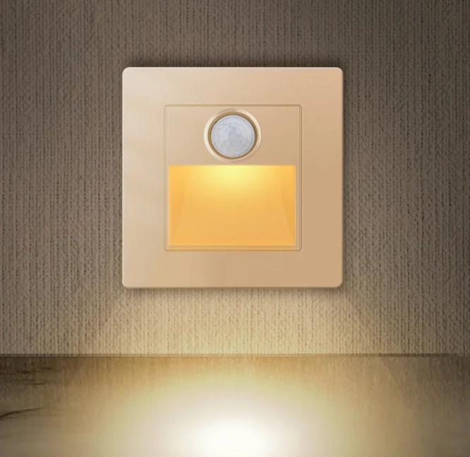 Утопленный светодиодный настенный светильник лестничный с датчиком движения