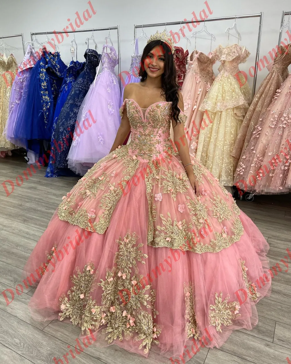 

Женское бальное платье с кружевной аппликацией, светло-розовое и Золотое бальное платье с открытыми плечами для официальной вечеринки, мил...