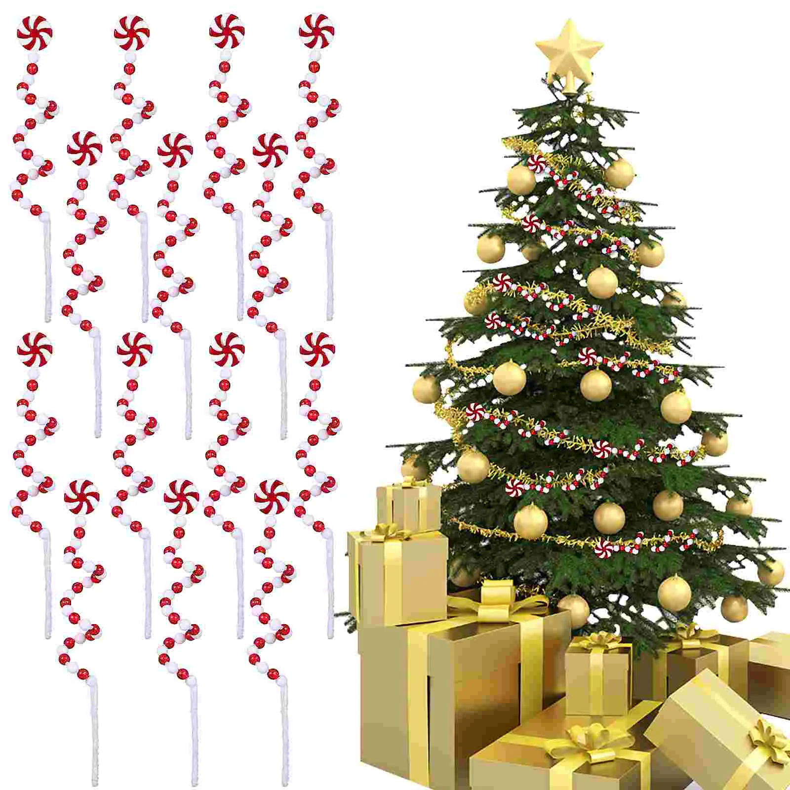 

25 Pcs Christmas Decorations Tree Ornaments Candy Cane Props Swirl Sticks For Vase Plastic Canes