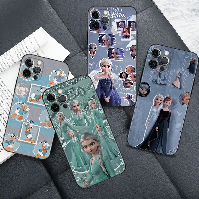 

Case For Apple iPhone 13 12 Pro Max Mini SE(2020) XR Black Silicone Fundas Cover Disney Princesses