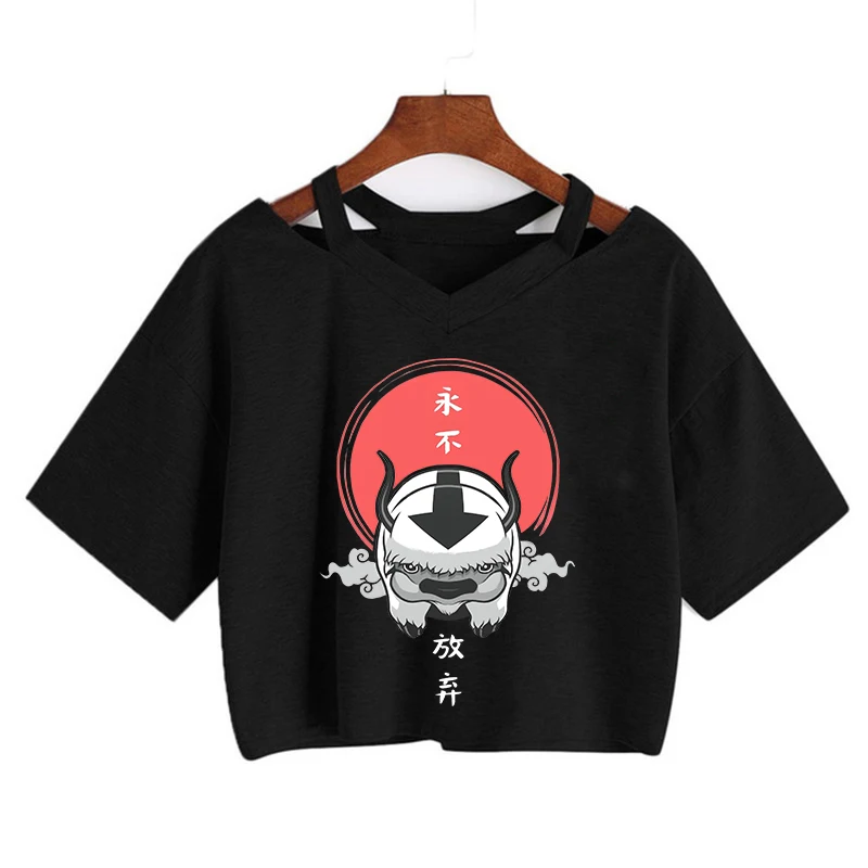 

Женский Аватар, короткий топ с надписью «Last Airbender», кавайная футболка, футболка аниме Appa, забавная мультяшная футболка с графическим рисунком, модная женская футболка