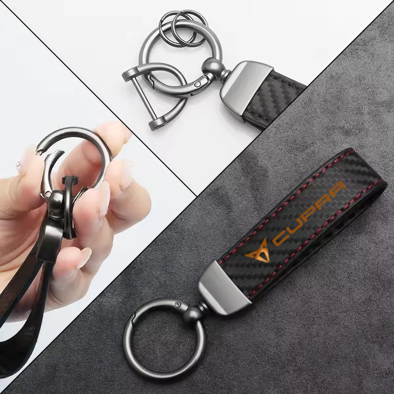 Фото Брелок для ключей из углеродного волокна и микрофибры для Cupra Formentor, Cupra Leon, BORN, MK3.5, Ateca, Mii, SC, Cupra R №4
