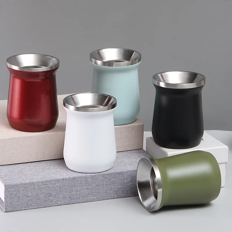 

Mate Cup Champagne Beer with Straws Thermos Tumbler Stainless Mini Coffee Creative Mate MugInsulated Thermos