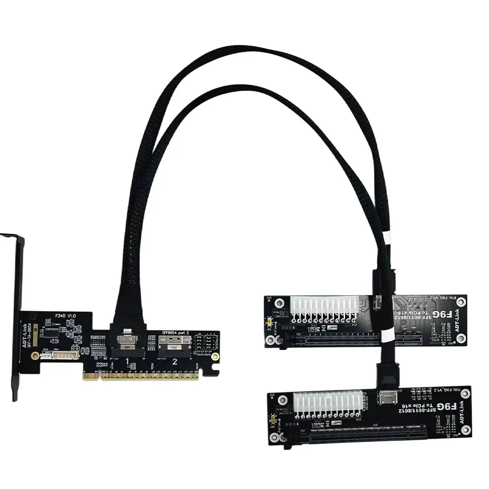 PCIe 4.0 x16 SlimSAS SFF 8654 8i Видеокарта Разделенная карта SFF-86548611 Кабельная плата GEN4 PCI-E X16 — X8 X8 Расширение раздвоенного расширения (art.: 3920d45bc101a) - 3920d45bc101a